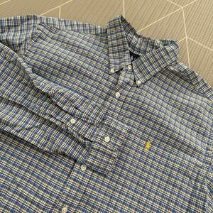 Ralph Lauren Classic Fit Button Down Size XL Long Sleeve Blue & Yellow Plaid